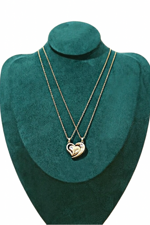 Magnetic Couple Heart Necklaces-D01